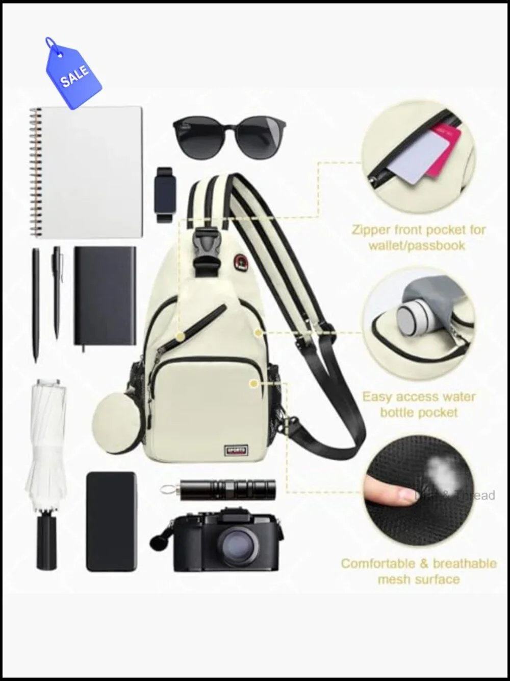 Convertible Sling Crossbody Mini Backpack with Tablet Pocket Headphone Jack